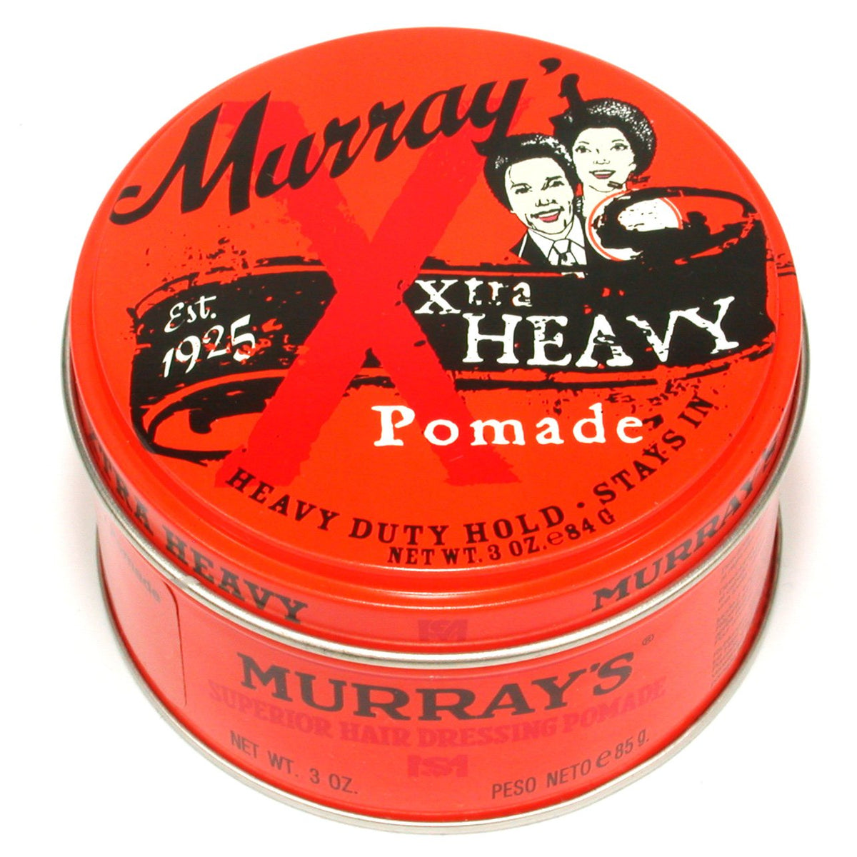 Murray's Extra Heavy Hair Pomade bottle front showing strong hold