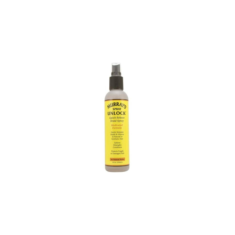 Murray's Unlock Spray closeup bottle shows quick-release braid solution for smooth styling