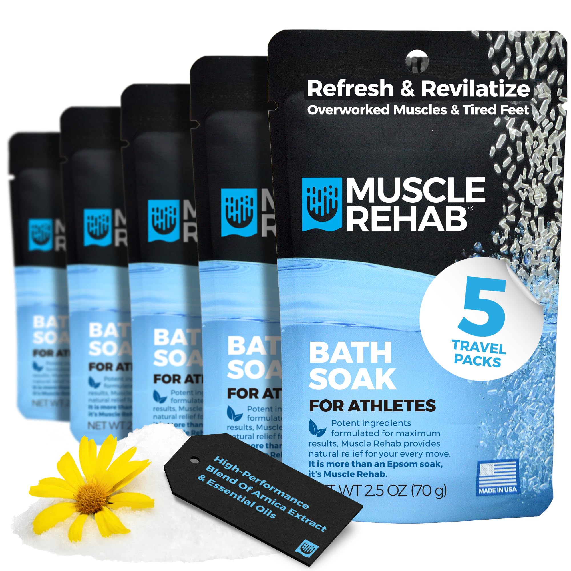 Muscle Rehab Sal Epsom Arnica: paquetes de un solo uso para recuperación rápida