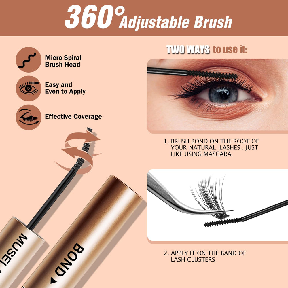 MUSELASH natural look achieved by blending with natural lashes