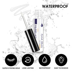 MUSELASH glue brush application shows easy, precise lash coating.