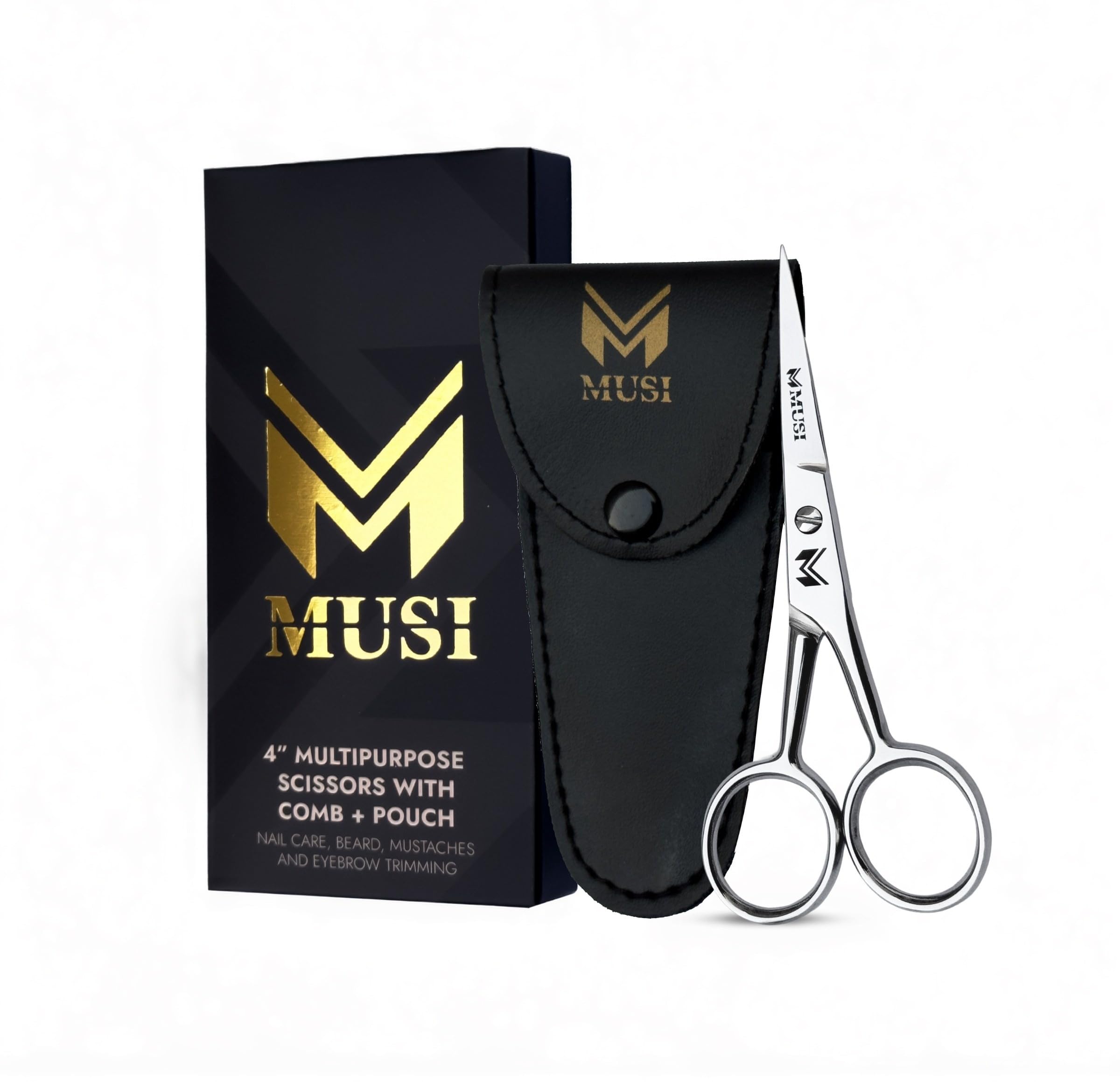 MUSI 4-Inch Eyebrow Scissors with compact design for precise brow shaping.