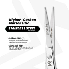 MUSI barber shears 420 stainless steel highlighting durable performance.