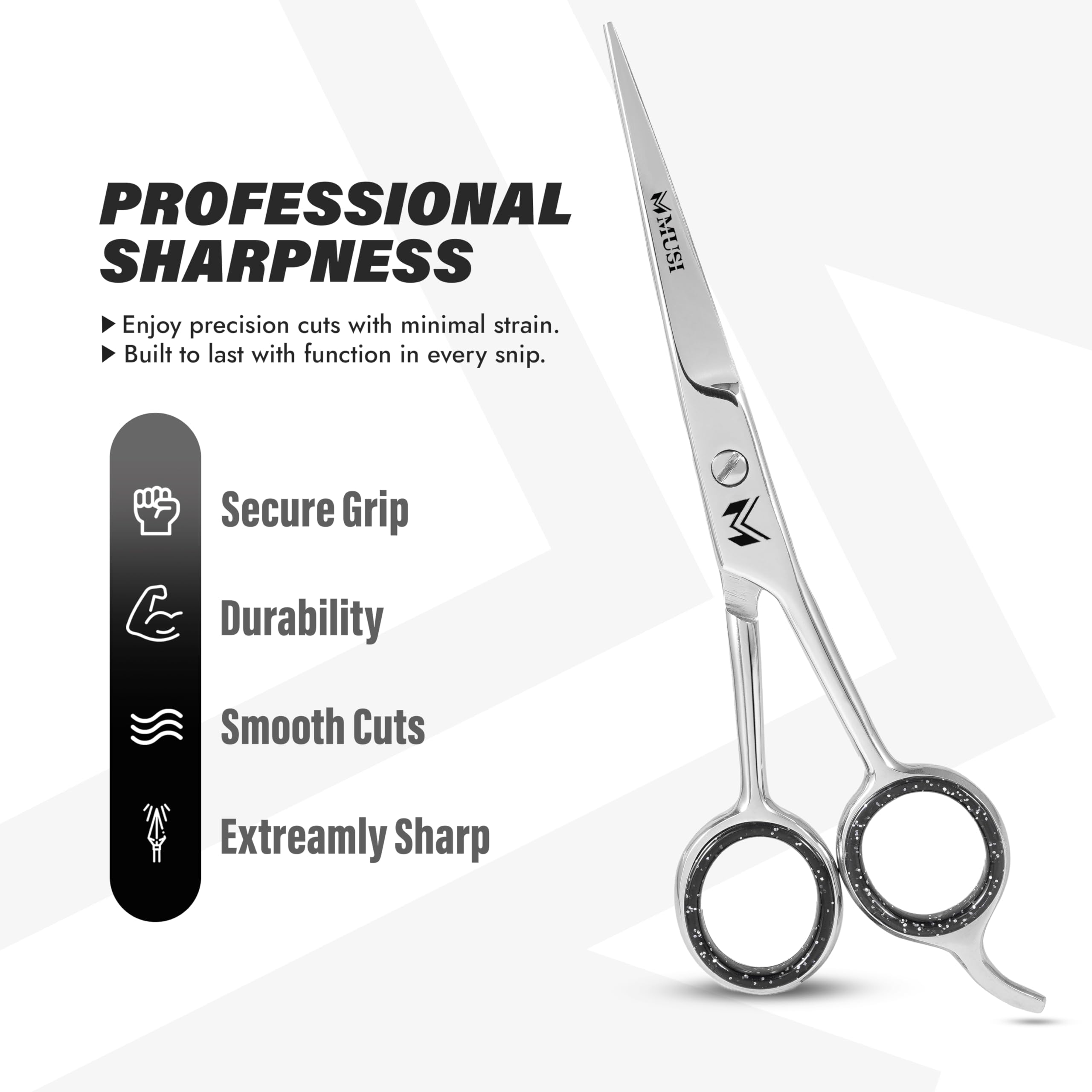 MUSI ergonomic handle design reduces fatigue during long styling sessions.