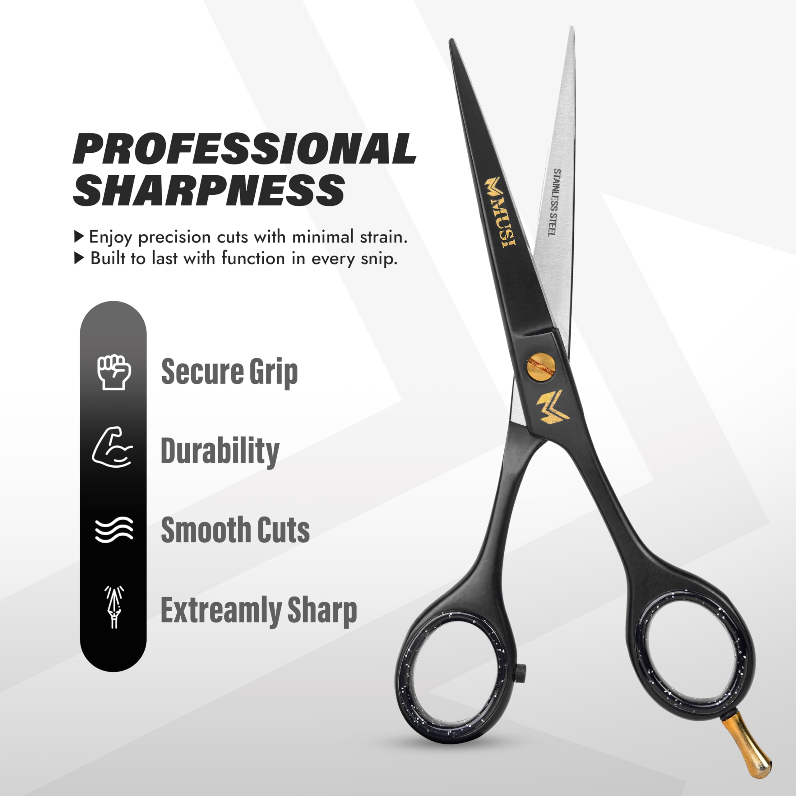 MUSI hair comb and travel pouch included for versatile on-the-go grooming.