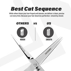 MUSI professional hair cutting scissors shown for salon or home use.