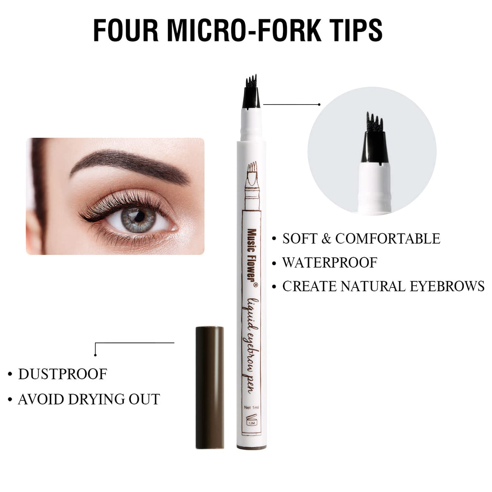Music Flower Eyebrow Pen micro-fork tips enable precise, natural strokes.