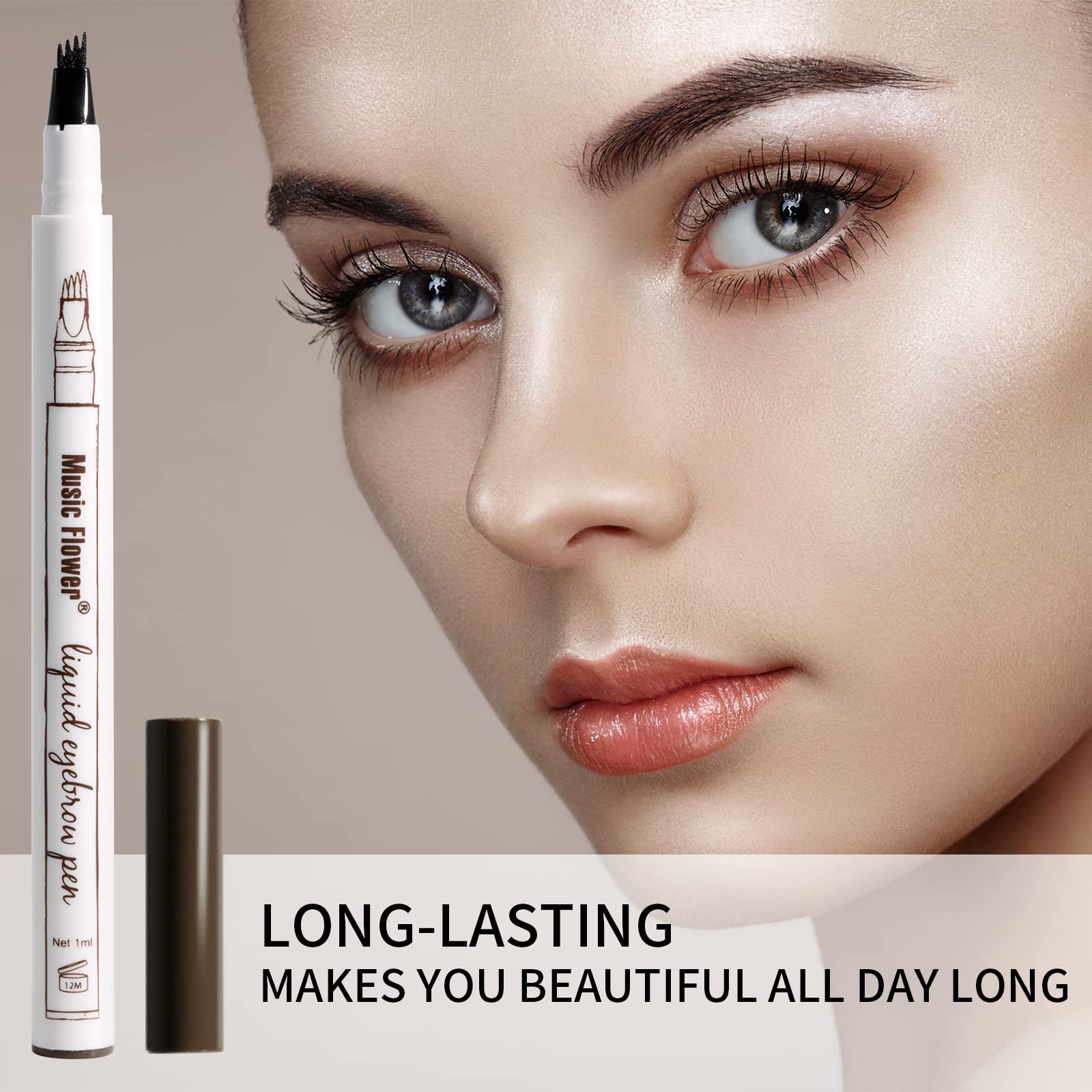 Music Flower Eyebrow Pencil black shade creates bold, defined brows.