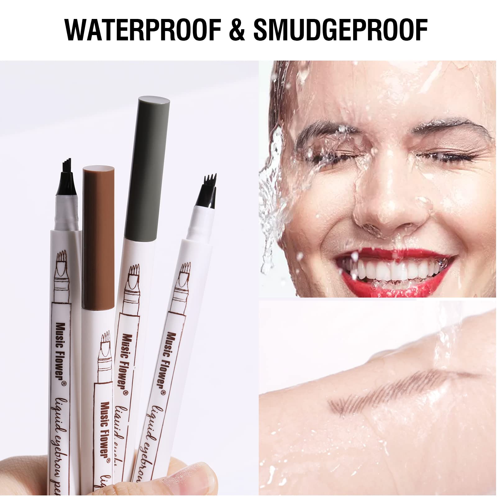 Music Flower Eyebrow Pencil reddish brown shade complements warm tones naturally.