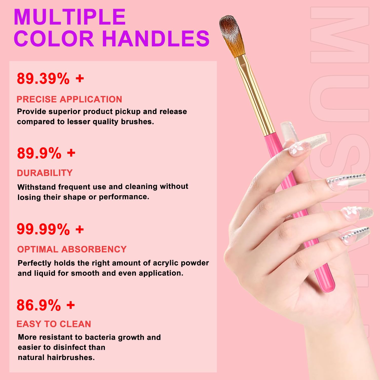 MUSILAN brushes offer a wide size range for extensions and detailing