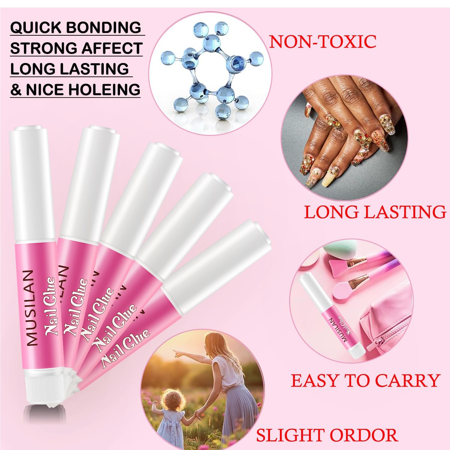 MUSILAN Nail Glue cap and seal ensuring freshness and leak prevention.