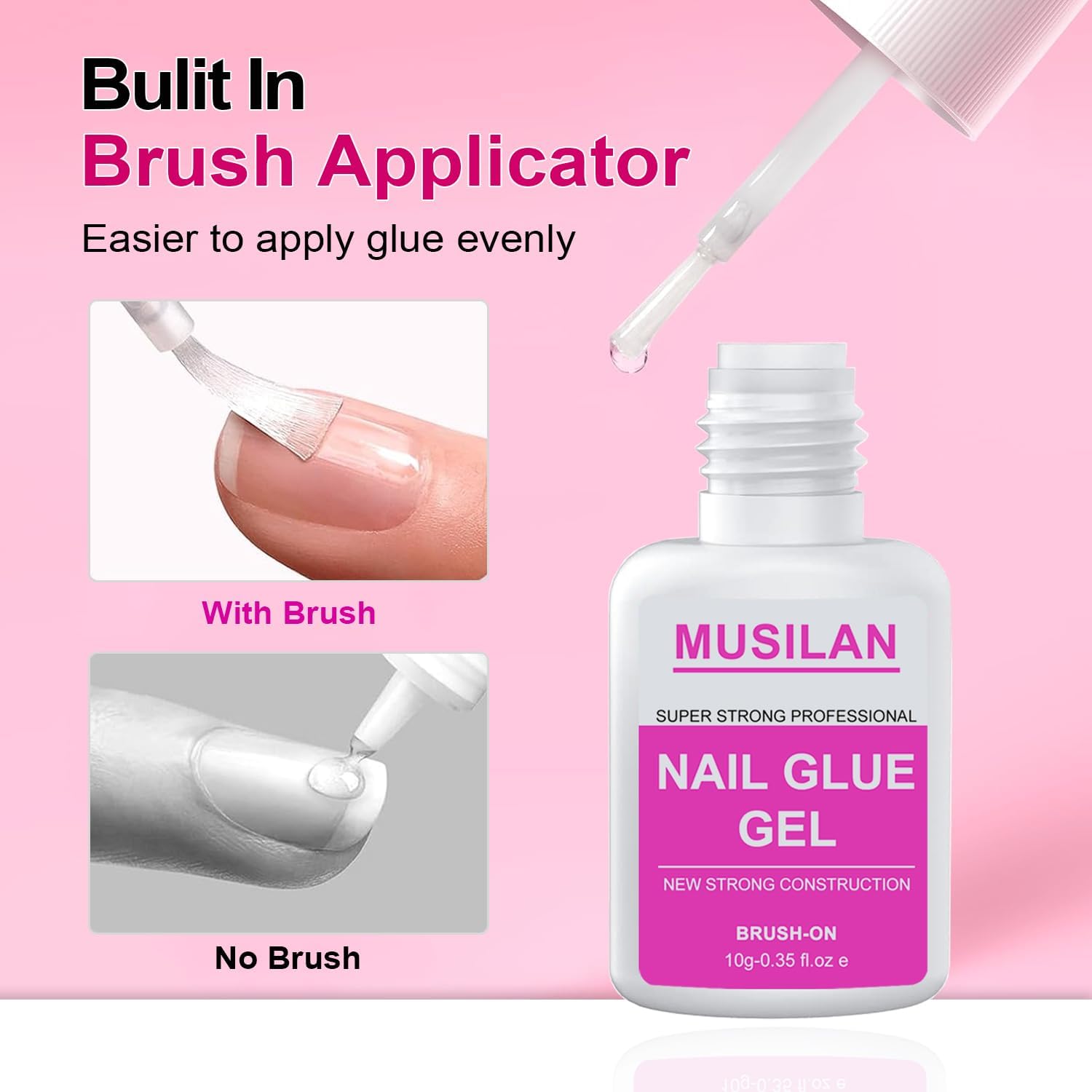 Musilan remover gel uñas sin acetona, elimina pegamento con cuidado.