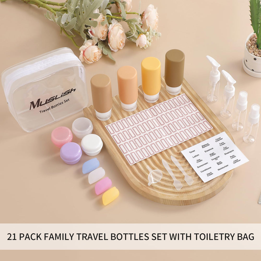 Muslish Apricot travel kit delivers leak-proof, BPA-free storage for trips.