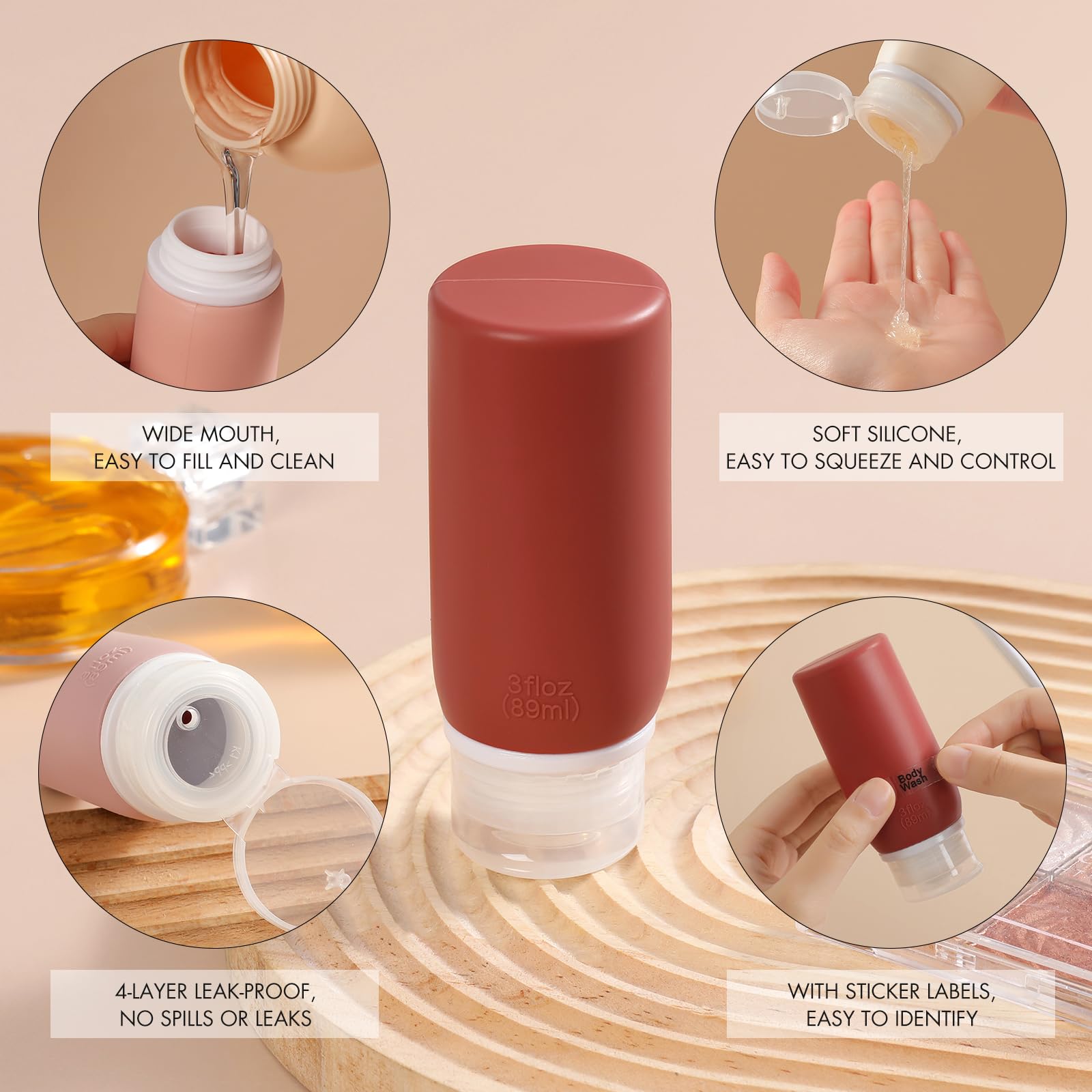 Muslish BPA-free silicone materials offer safe, odorless travel containers.