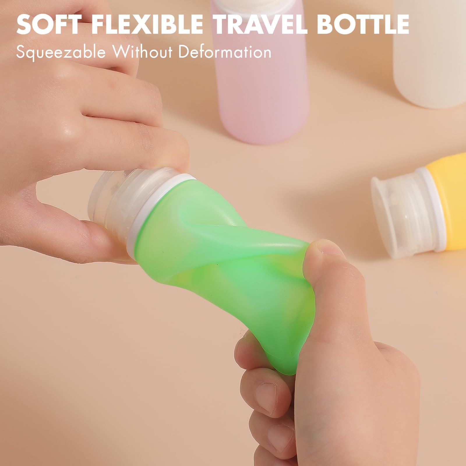 Muslish leak-proof cap close-up demonstrates drip-free sealing for cosmetics.