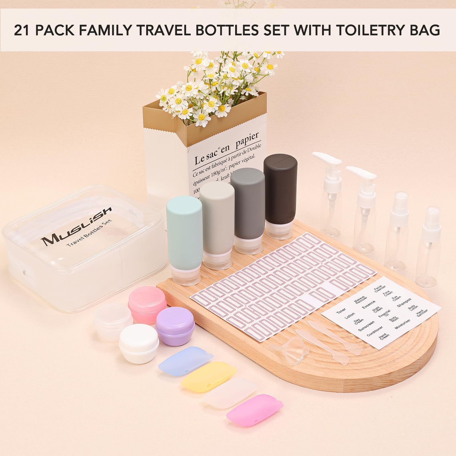 Muslish toiletry bag keeps items organized and accessible in travel.
