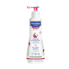 Mustela Baby Soothing Cleansing Gel, bote frontal, limpieza suave para piel sensible.