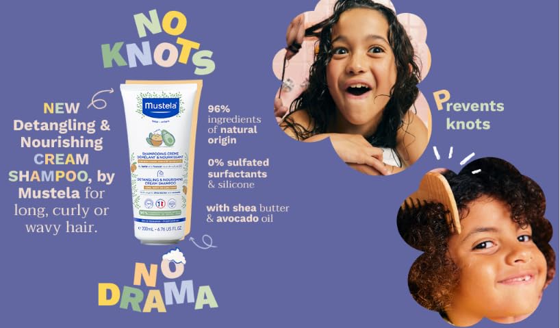 Mustela cabello suave y sin nudos tras el lavado.