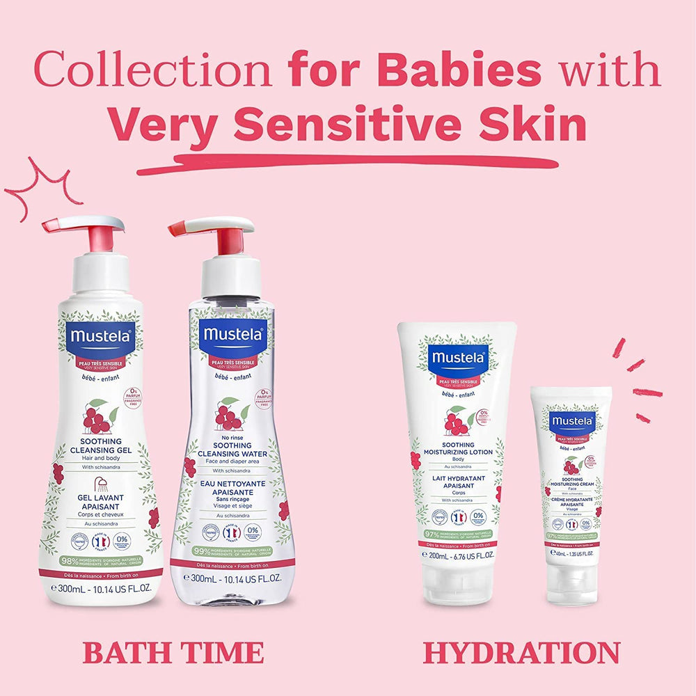 Presentación dermatológica, Mustela gel, prueba segura para pieles delicadas.