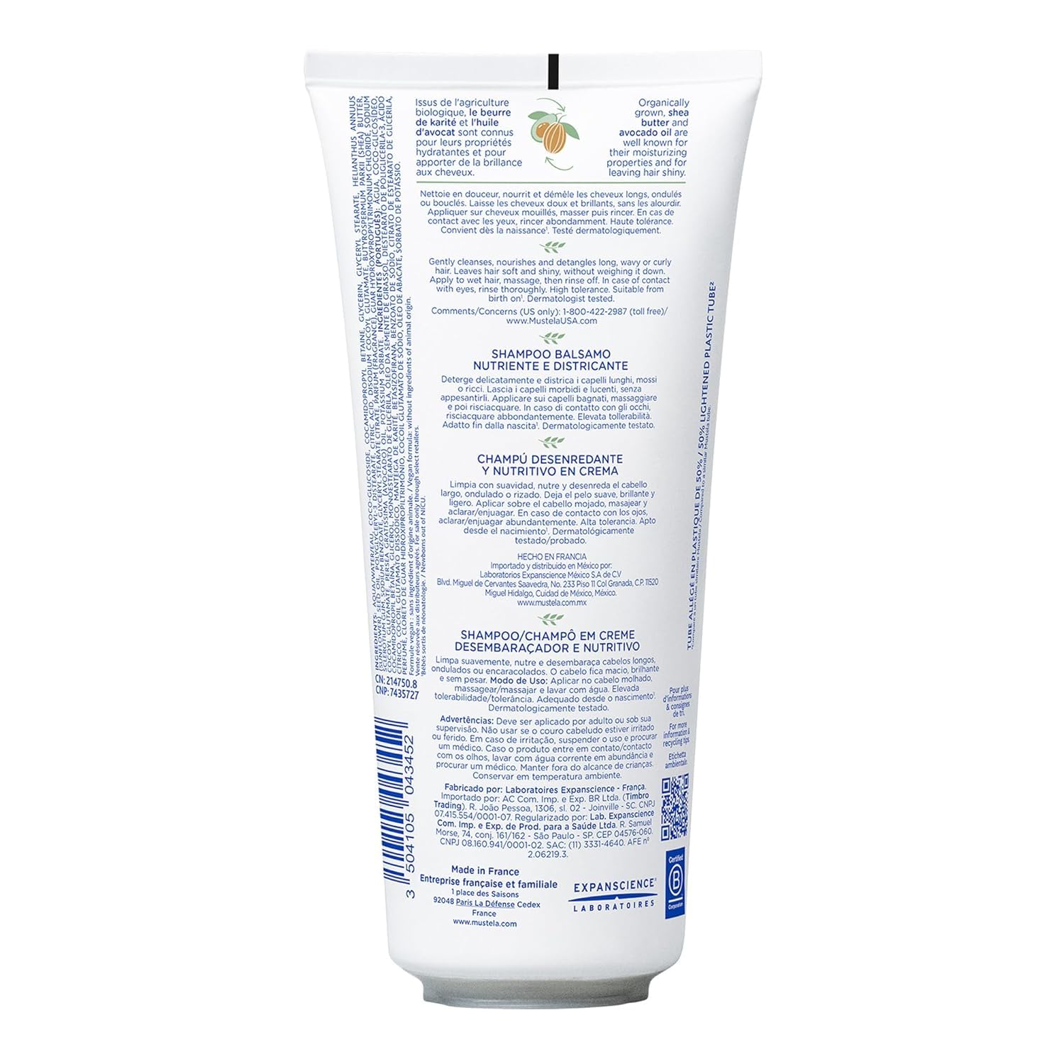 Mustela espuma ligera para enjuague facilita el lavado del cabello.