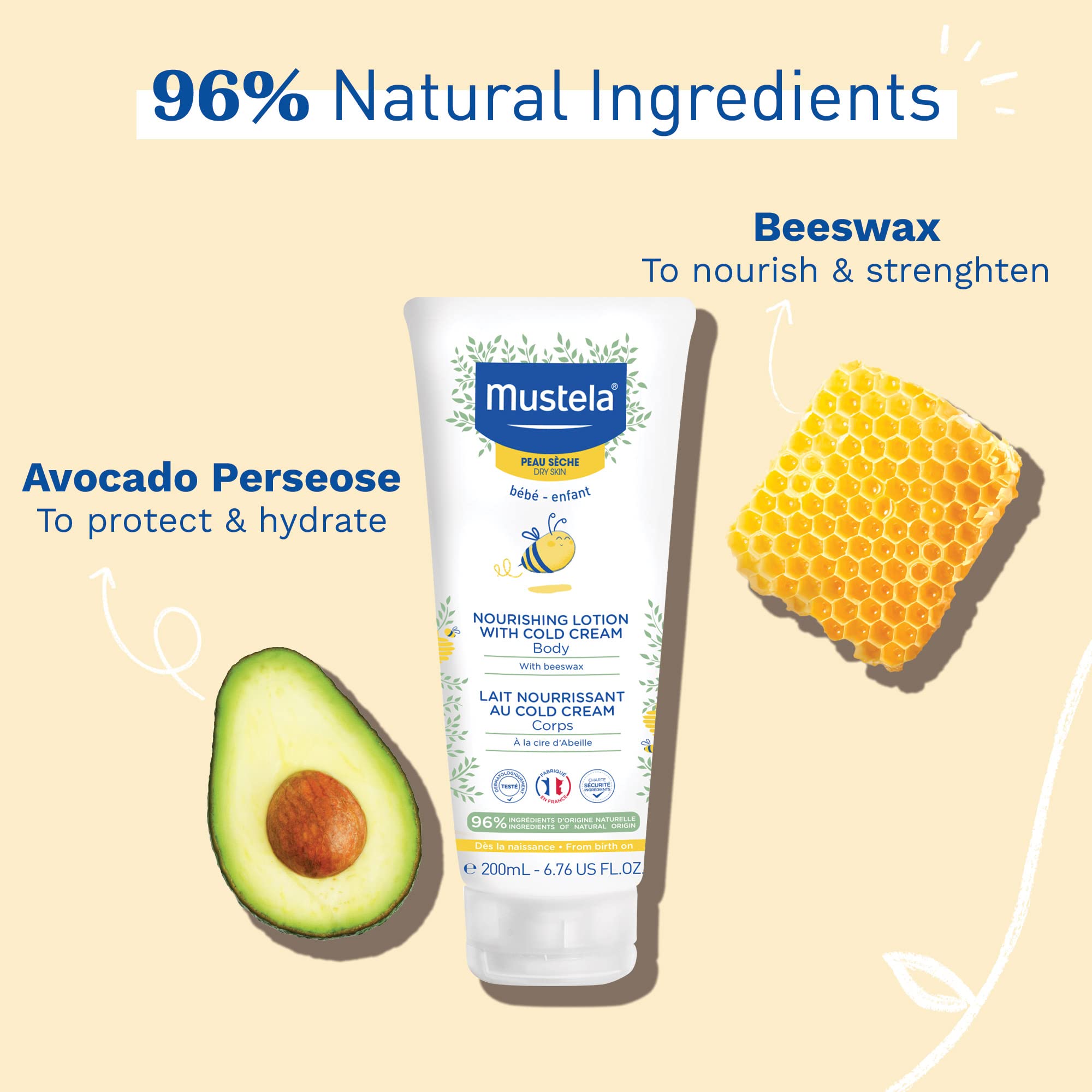 Mustela Loción Nutritiva, aplicación en manos para mantener piel suave.