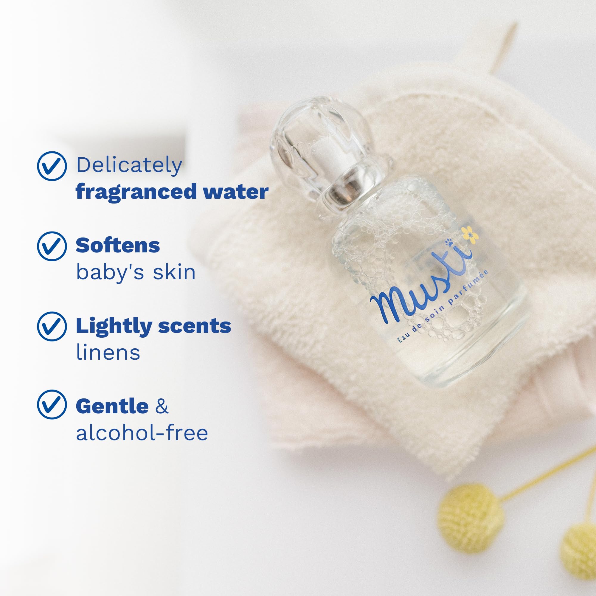 Mustela Musti chamomile honey essence highlights soothing botanical ingredients.