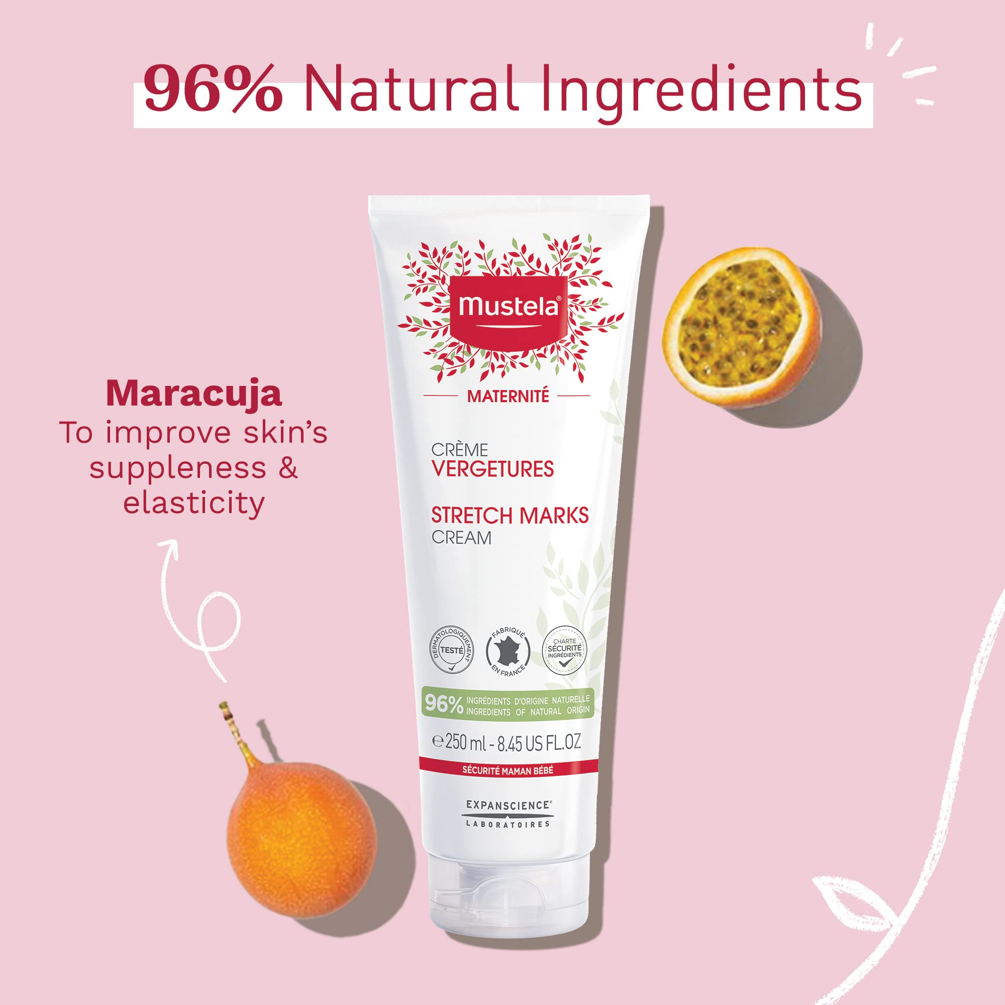 Mustela Stretch Marks Cream application on belly illustrating daily moisturizing routine