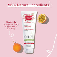 Mustela Stretch Marks Cream application on belly illustrating daily moisturizing routine