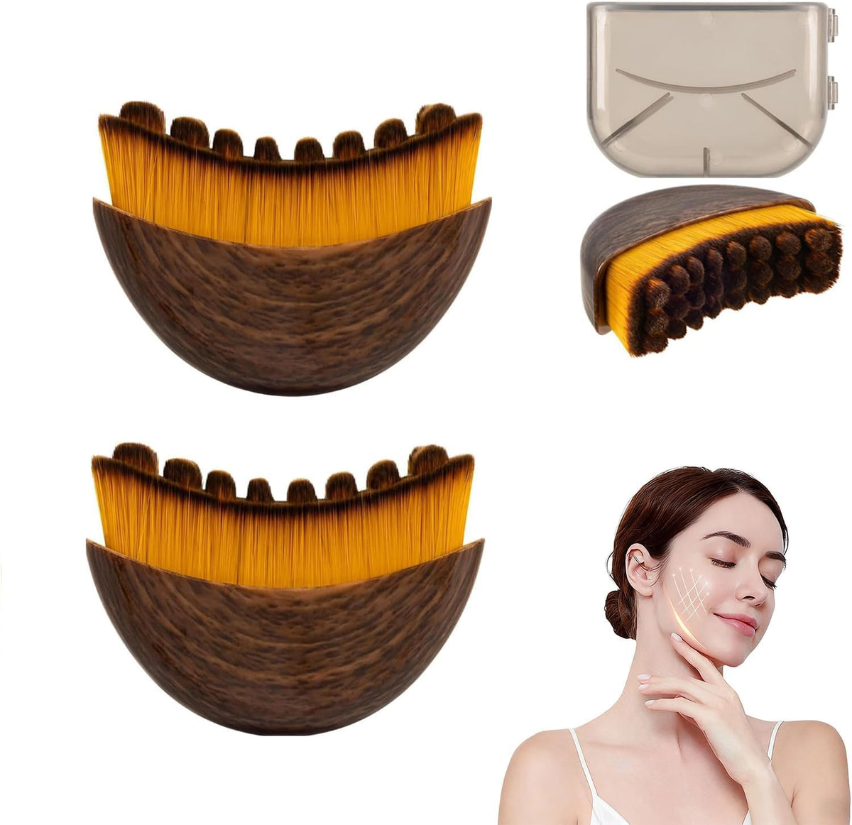 Mustio lymphatic contour face brush with 30mm bristles contours the face.