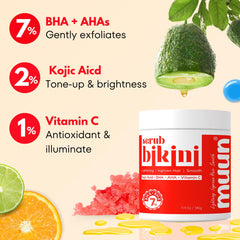 Exfoliante Muun para área bikini con granulos de azúcar para exfoliación suave