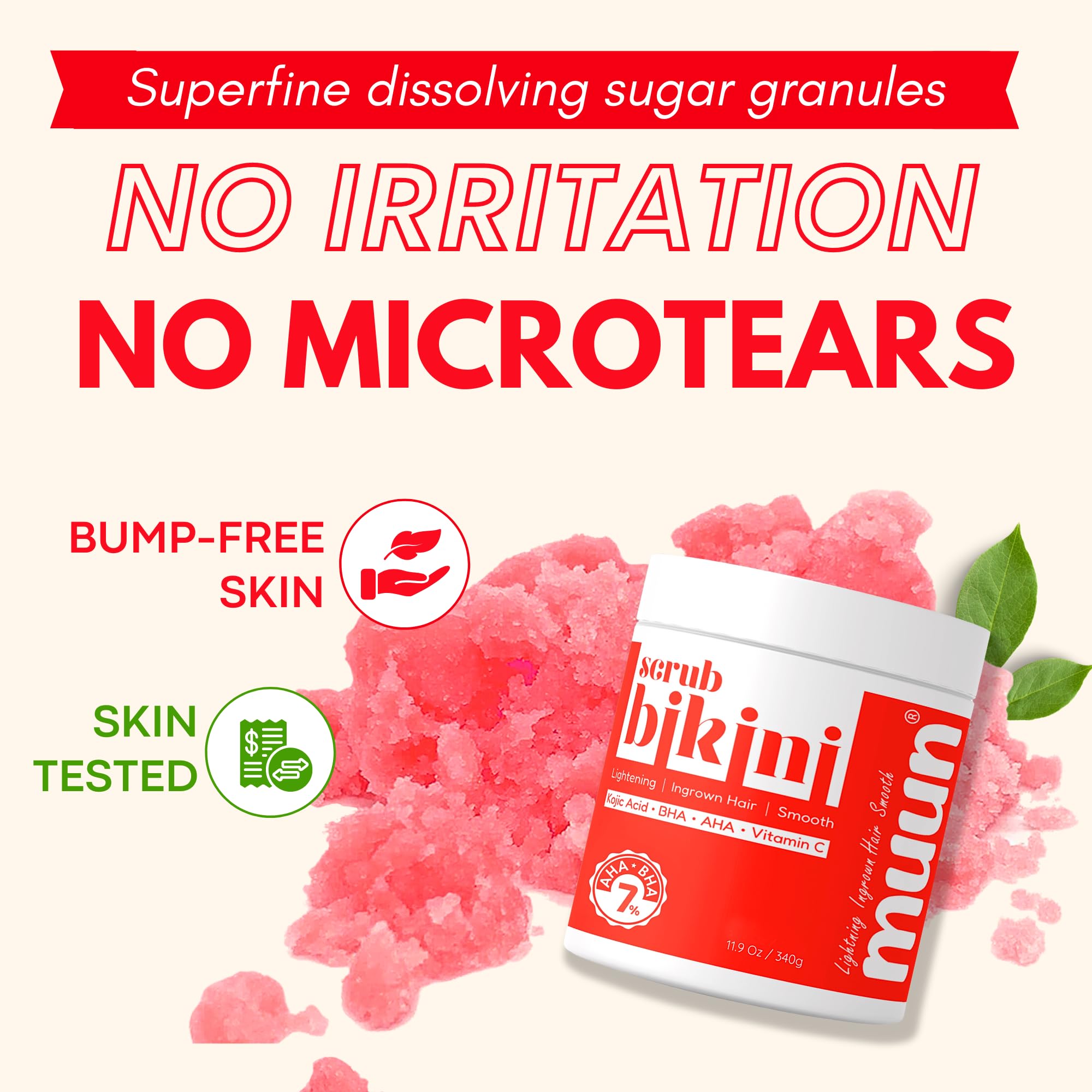 Exfoliante Muun para área bikini, uso en axilas para piel más suave