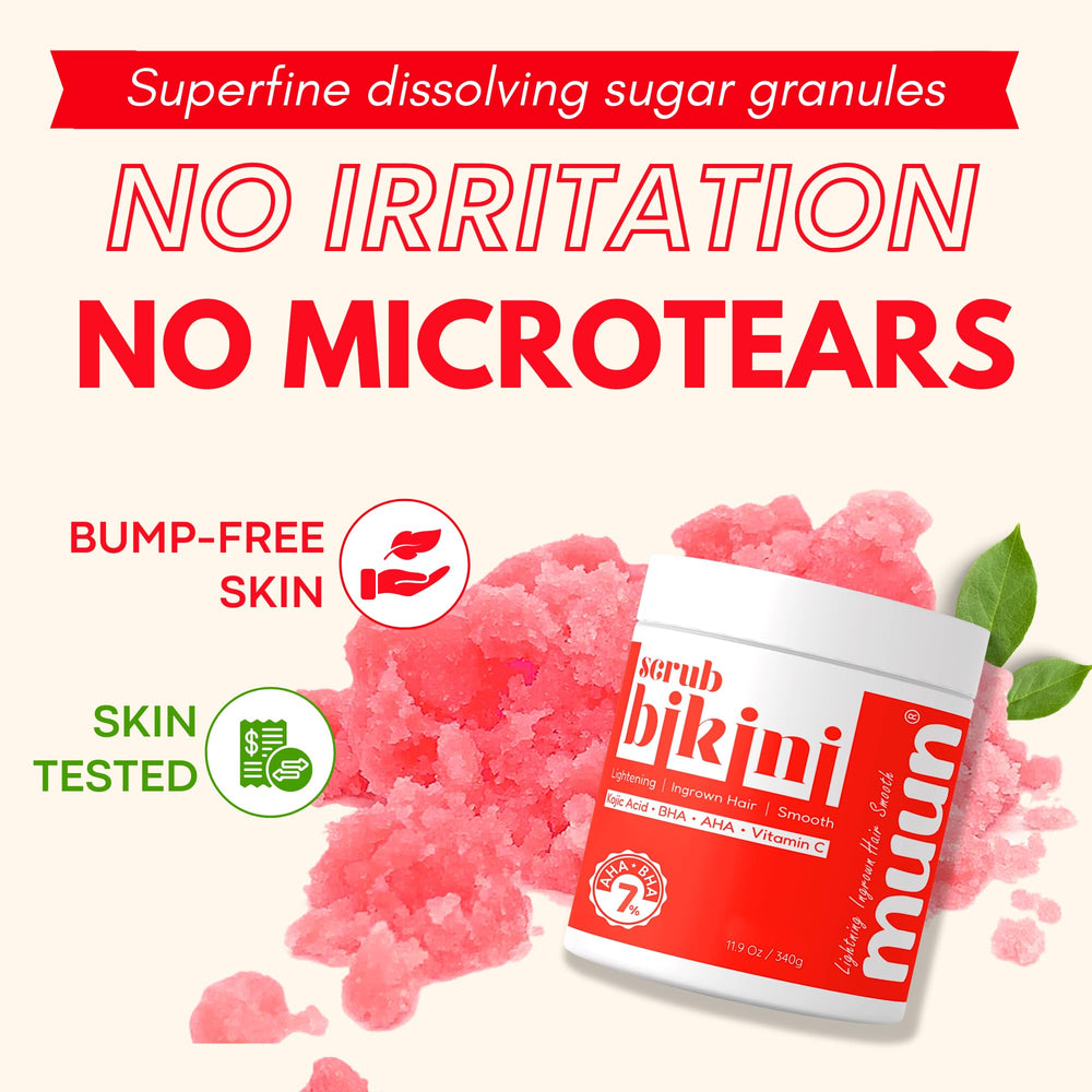 Exfoliante Muun para área bikini, uso en axilas para piel más suave