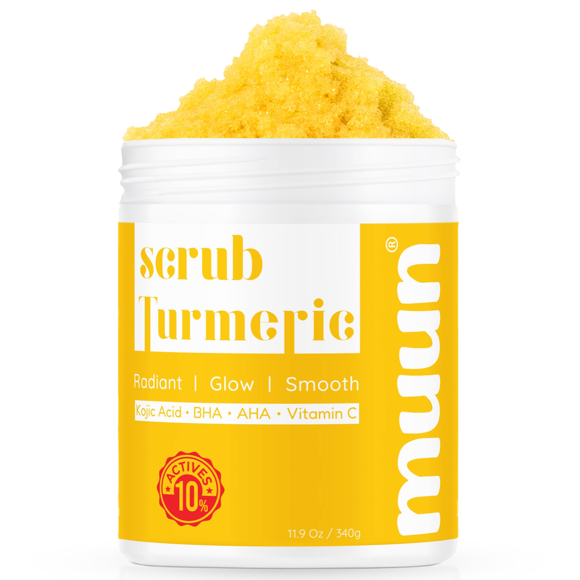Muun Turmeric Scrub: aplicación en piernas, axilas e áreas problemáticas.