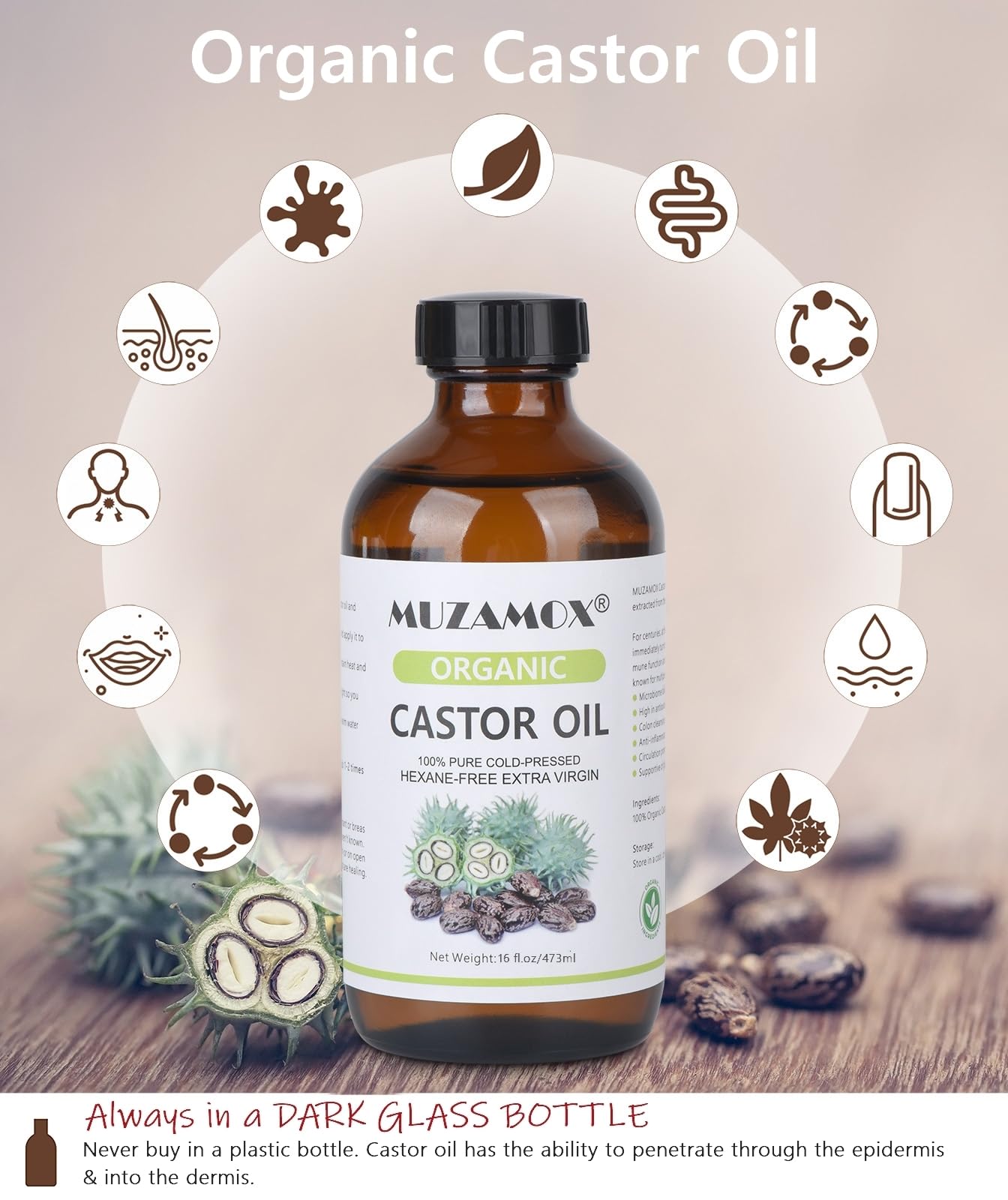 MUZAMOX castor oil pack wrap is ready for at-home therapeutic use.
