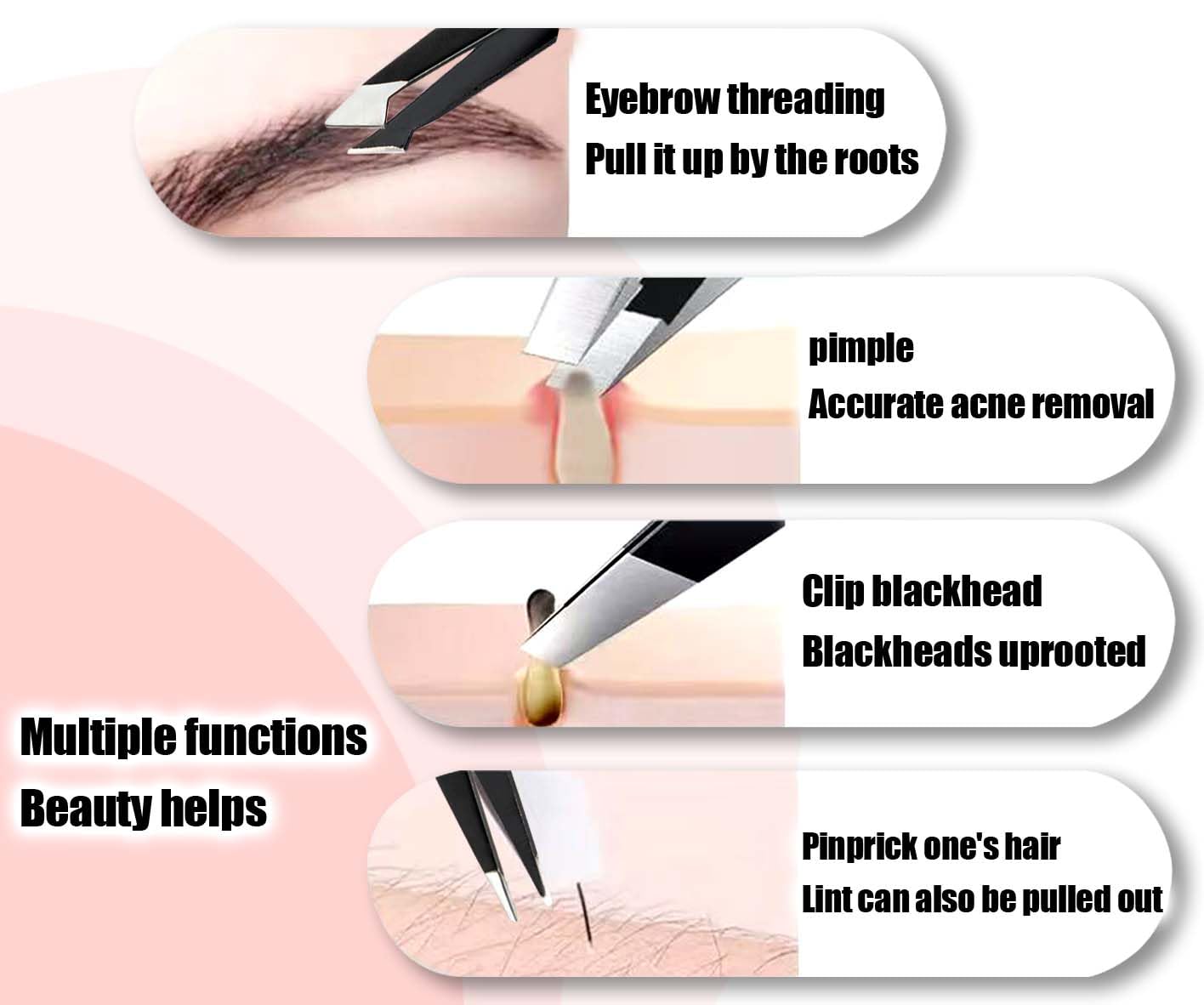 Muzioiernsu multi-function tweezers help with brows, ingrown hairs, and splinters.