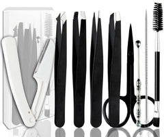 Muzioiernsu tweezers set with ergonomic grip for precise brow shaping