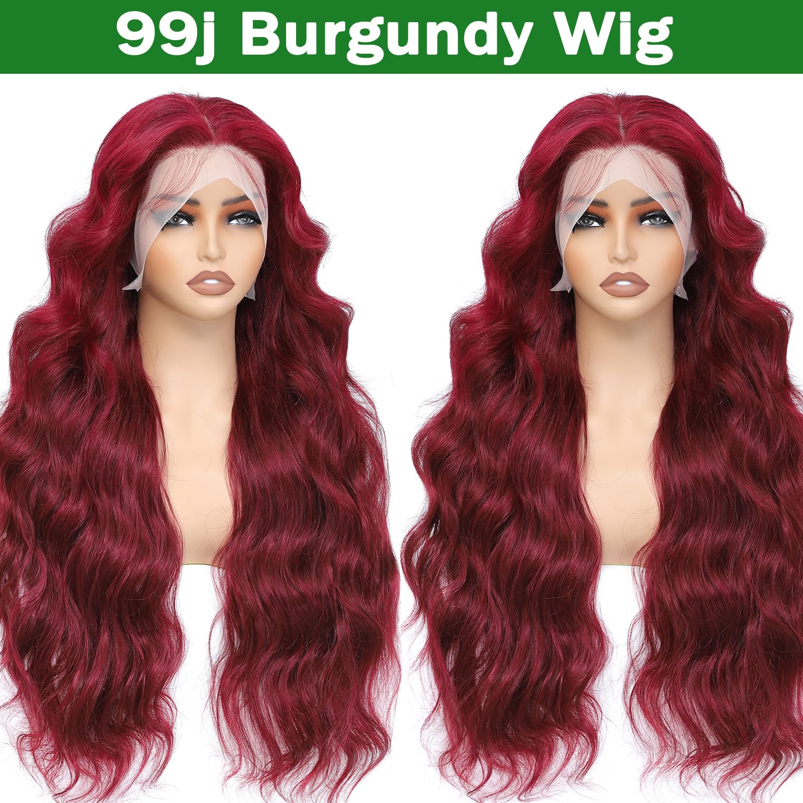 MUZOJET wine red lace front wig highlights rich color and daily style.