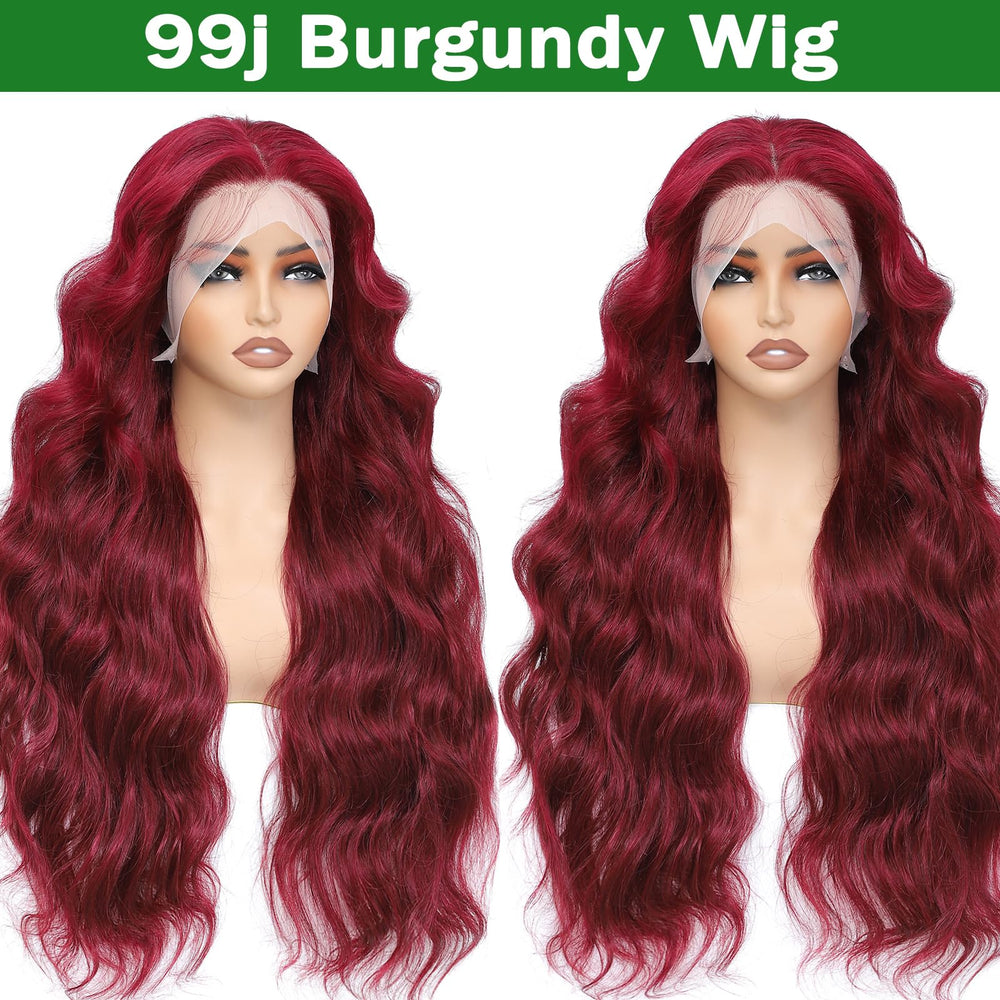 MUZOJET wine red lace front wig highlights rich color and daily style.
