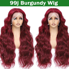 MUZOJET wine red lace front wig highlights rich color and daily style.
