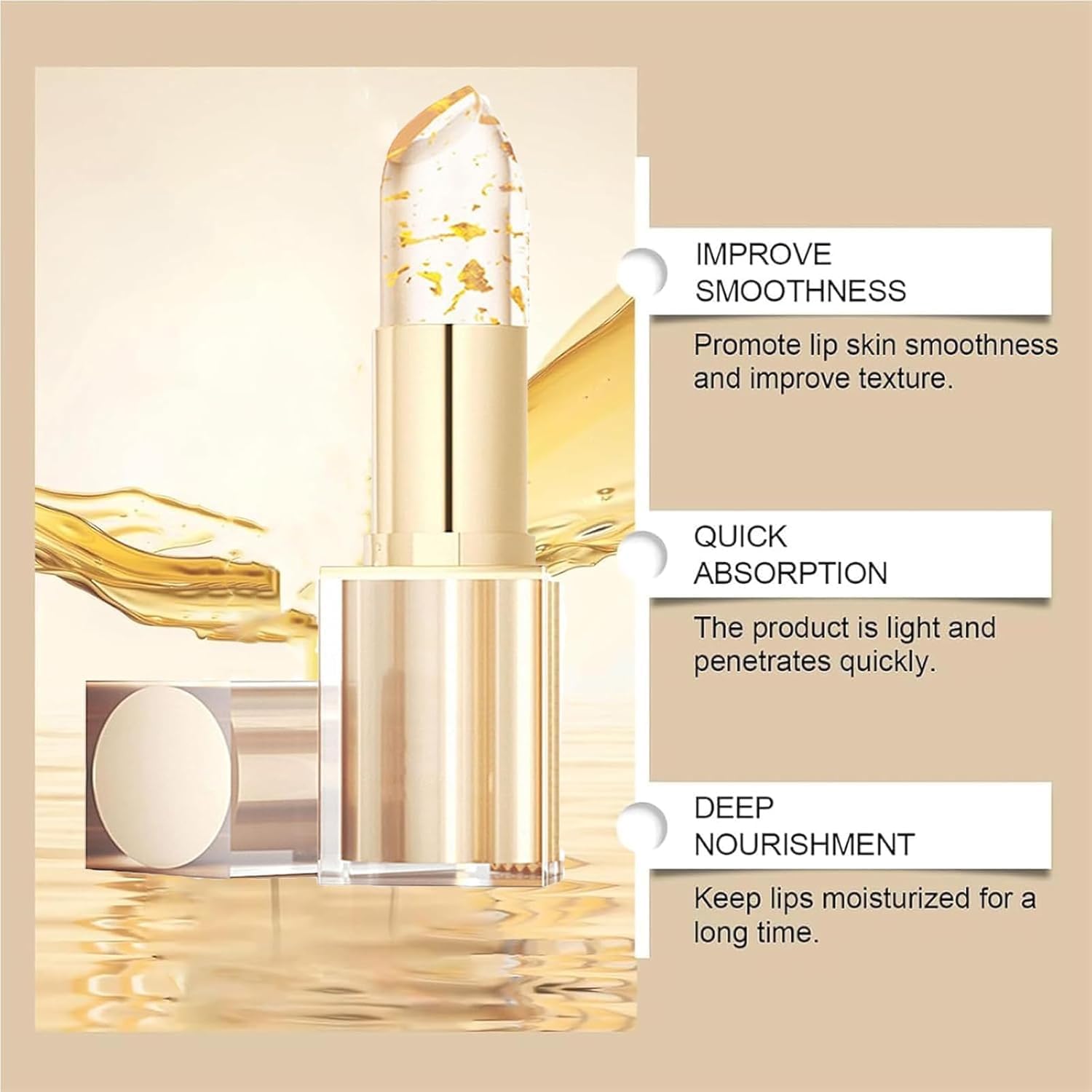 MVC Labial Cambio Color Oro Cristal, fórmula ligera que no se siente pegajosa