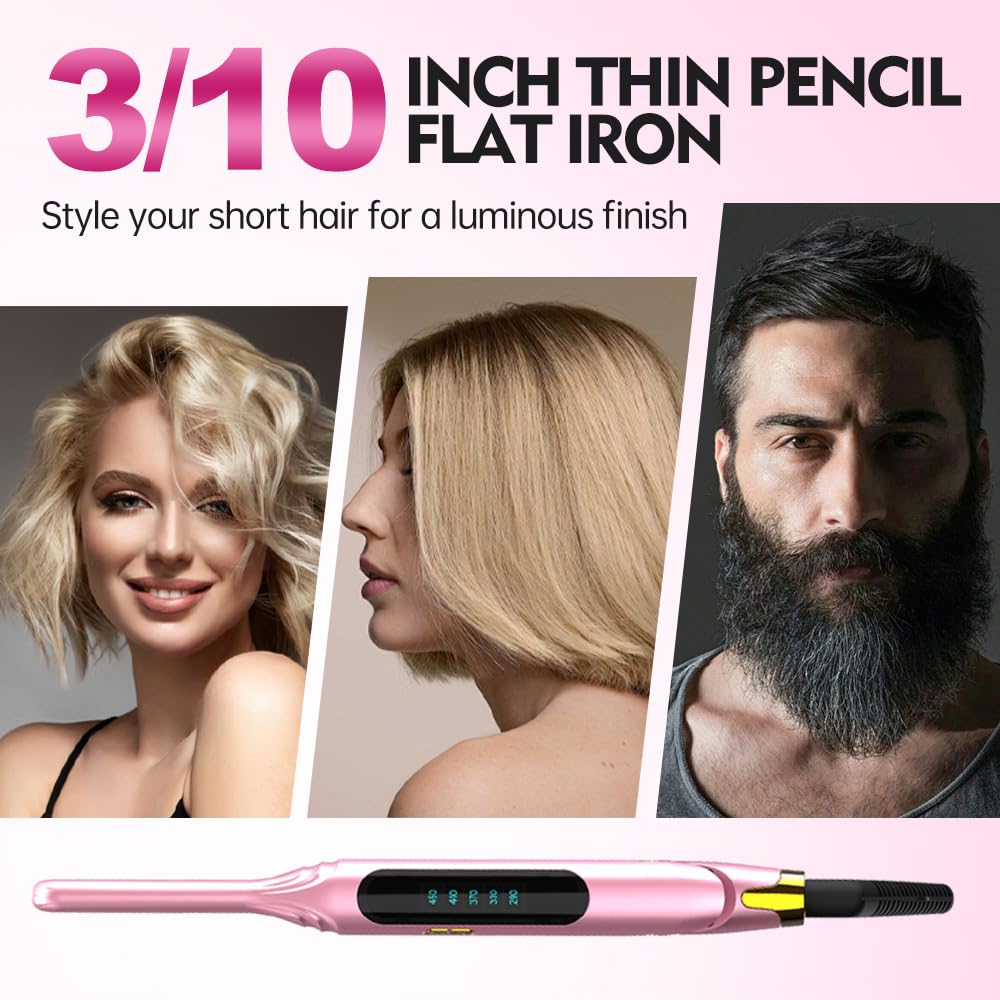 Mvxitanny compact flat iron perfect for edges, bangs, and pixie cuts.