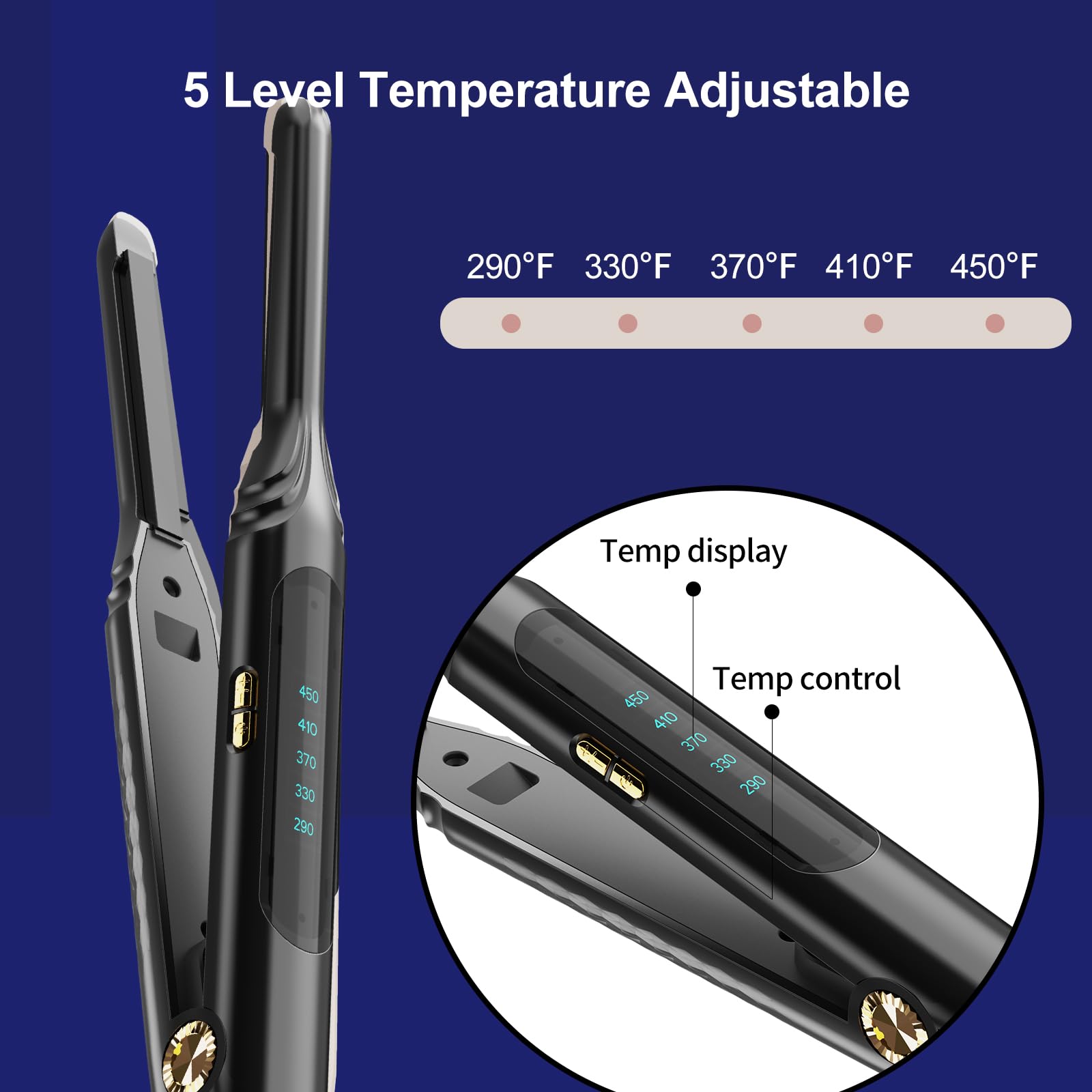 Mvxitanny flat iron with 5-level temperature and LED display.