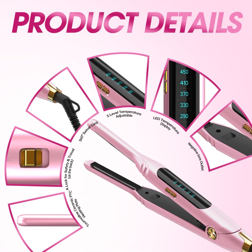 Mvxitanny mini flat iron LED display for precise temperature control.