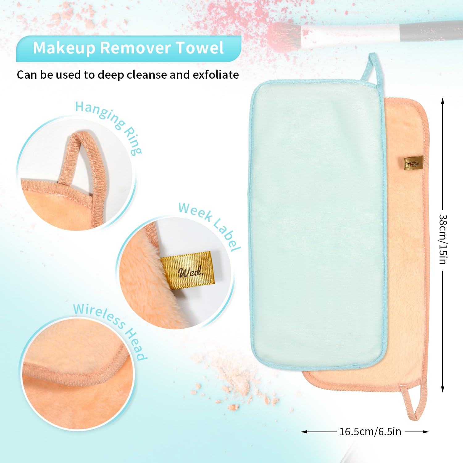 Two-sided design of My Novel Things makeup remover cloth demonstrates quick removal with deeper cleanse