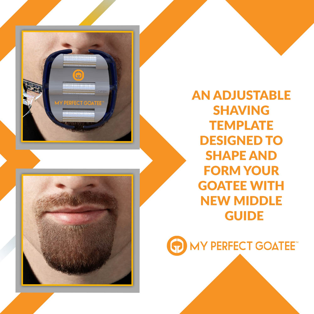 My Perfect Goatee goatee shaper template center barrier reduces trimming misses.