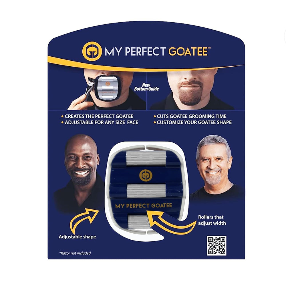 My Perfect Goatee goatee shaper template close-up showing precise symmetry guides.