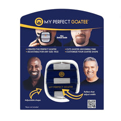 My Perfect Goatee goatee shaper template close-up showing precise symmetry guides.