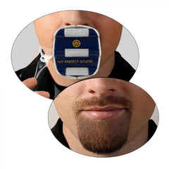 My Perfect Goatee goatee shaper template in use for quick, even trimming.