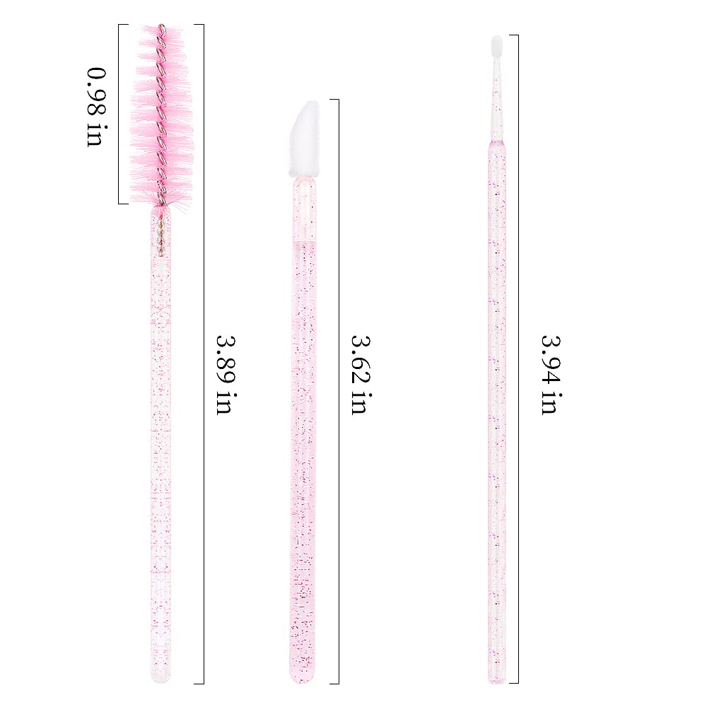 Myaokue-up crystal pink micro swab brush for precise, hygienic lash and lip product application.