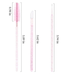 Myaokue-up crystal pink micro swab brush for precise, hygienic lash and lip product application.